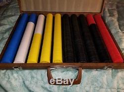 Vintage Poker Chip Set with Leather Case. Over 80 years old! Rare and Good Con