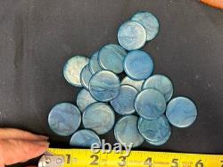 Vintage Poker Chips Set with Wood Caddy & Colorful Early Plastic Chips