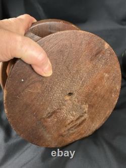Vintage Poker Chips Set with Wood Caddy & Colorful Early Plastic Chips