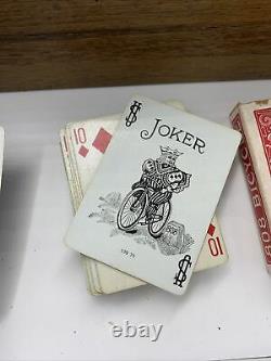 Vintage Poker Set Chips Bicycle 808 Card Decks in Wooden Box Tax Stamp 1940s 50s