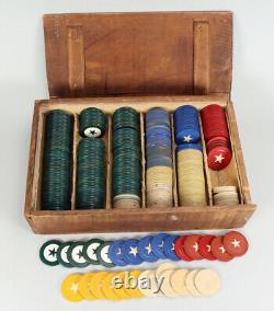 Vintage Poker Ww2 Soldier Star Chip Box Set