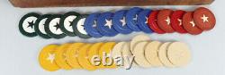 Vintage Poker Ww2 Soldier Star Chip Box Set