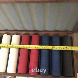 Vintage Professional Clay Poker Chips (350) Leather Case FANTASTIC CONDITION