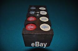 Vintage Rare Engraved Prince Of Wales Poker Chip Set With Wood Rack / Holder