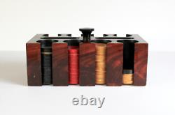 Vintage Rosewood Grain Paint POKER CHIP BOX SET Bakelite Chips Caddy Wood