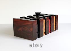 Vintage Rosewood Grain Paint POKER CHIP BOX SET Bakelite Chips Caddy Wood