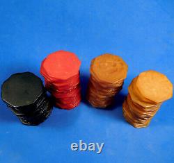 Vintage Set of 100 Swirled BAKELITE OCTAGONAL Poker Chips Eight Sided