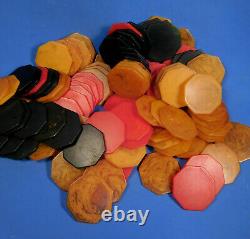 Vintage Set of 100 Swirled BAKELITE OCTAGONAL Poker Chips Eight Sided