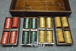 Vintage Set of 400 Bakelite Catalin 1.5 diameter Poker Chips Set Wood Tray Box