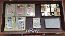 Vintage Set of Lowe Clay Poker Chips in a case with 8 decks of vintage cards