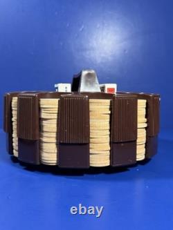 Vintage Spinning Poker Set 300 Genuine Wooden Nickels + 2 Bicycle Decks