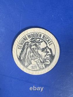 Vintage Spinning Poker Set 300 Genuine Wooden Nickels + 2 Bicycle Decks