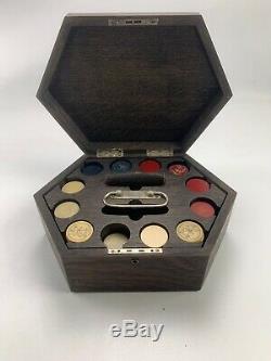 Vintage Wooden Case Poker Chip Set