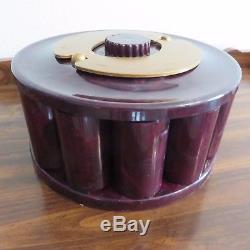Vintage bakelite Catalin Turnit Burgundy Poker Caddy and 300 Catalin Chips set