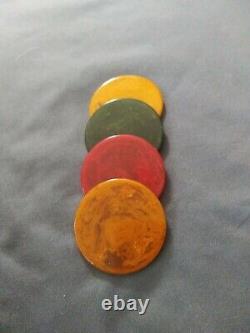 Vtg Bakelite Catalin Marbled Poker Chip Wood Carousel Set 300 Chips + Cards