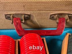 Vtg Bakelite Poker Chip Set + Case Butterscotch / Cherry / Green (290 Chips)