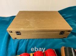 Vtg Bakelite Poker Chip Set + Case Butterscotch / Cherry / Green (290 Chips)