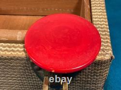 Vtg Bakelite Poker Chip Set + Case Butterscotch / Cherry / Green (290 Chips)