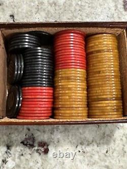 Vtg Catalin Celluloid Marbled Poker Chip And Box Set