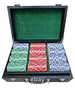 Vtg Howard Miller 520pc Poker Chip Set Texas Blackjack Cards Game w Wooden Case