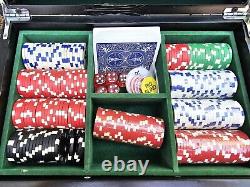 Vtg Howard Miller 520pc Poker Chip Set Texas Blackjack Cards Game w Wooden Case