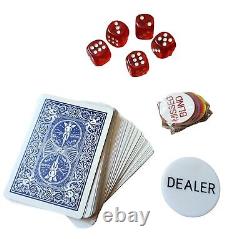 Vtg Howard Miller 520pc Poker Chip Set Texas Blackjack Cards Game w Wooden Case