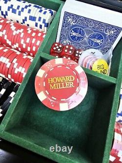 Vtg Howard Miller 520pc Poker Chip Set Texas Blackjack Cards Game w Wooden Case