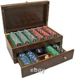 WE Games Franklin Mint Poker Chip Collectors Set, Made in USA Solid Wood Case