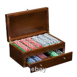 WE Games Solid Maple Wood 500 Chip Poker Set in Beautifully Crafted Wood Case