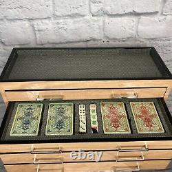 WOLF Meridian Collection Blonde Lacquer Casino Gaming Box Set Cribbage Poker