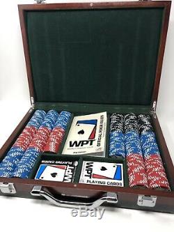 WORLD POKER TOUR WPT Professional Cherry Wood Briefcase Poker Chip & Card Set