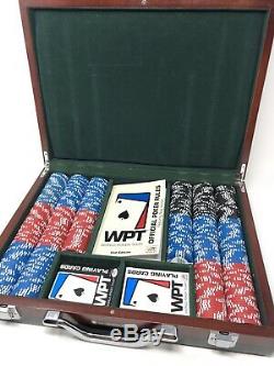 WORLD POKER TOUR WPT Professional Cherry Wood Briefcase Poker Chip & Card Set