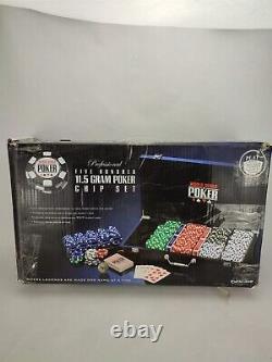 WSOP Professional 500 11.5 gram Poker Chip Set Wood Case Black 2065BW