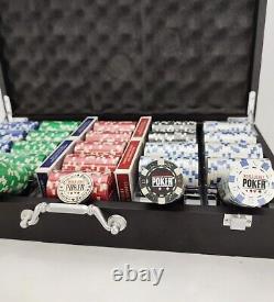 WSOP Professional 500 11.5 gram Poker Chip Set Wood Case Black New