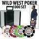 Wild West Casino Poker Chip Set 1000 Poker Chips Acrylic Carrier and racks