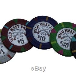 Wild West Casino Poker Chip Set 500 Poker Chips Customizable Wood case