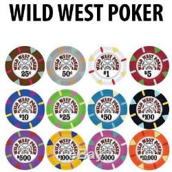 Wild West Casino Poker Chip Set 600 Poker Chips Acrylic Carrier and racks