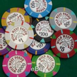 Wild West Casino Poker Chip Set 600 Poker Chips Acrylic Carrier and racks