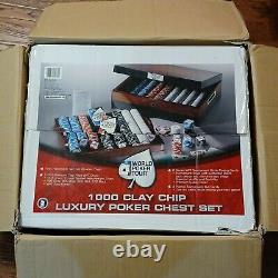 World Poker Tour 1000 Clay Chip Luxury Poker Chest Set. Offic. WPT. New open box