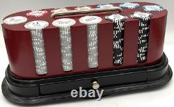 World Poker Tour 300 Clay Filled Chips Set in Spinning Wood 2 Packs Bee Cards