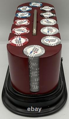 World Poker Tour 300 Clay Filled Chips Set in Spinning Wood 2 Packs Bee Cards