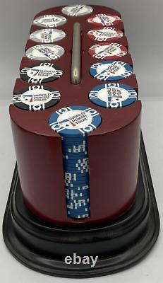 World Poker Tour 300 Clay Filled Chips Set in Spinning Wood 2 Packs Bee Cards