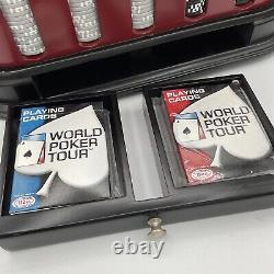 World Poker Tour 300 Clay Filled Chips Set in Spinning Wood 2 Packs Bee Cards