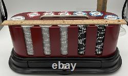 World Poker Tour 300 Clay Filled Chips Set in Spinning Wood 2 Packs Bee Cards