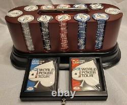 World Poker Tour Chip Set Rotating Red base with Handle Brand New Never Used