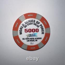 Wsop World Series Of Poker Tournament Chip Bj $5000 Rio Casino Las Vegas, Nevada
