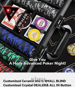 YUZPKRSI Clay Poker Chips, 300PCS 14 Gram Poker Chip Set with K-Type Shock Poker